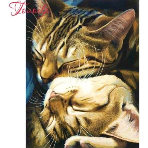 TOUOILP diamond Embroidery Cat couple drill diy 5d diamond painting cross stitch horse mosaic kit Home Decoration rolled packing