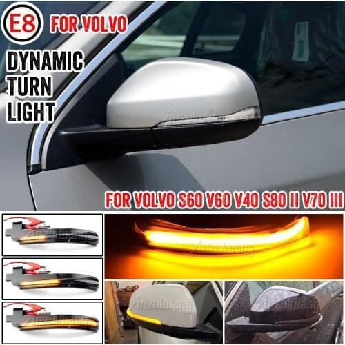 Black For Volvo V40 CC II V60 S60 2011-2018 S80 V70 III Car LED Dynamic Turn Signal Light Side Mirror Blinker Indicator Lamp