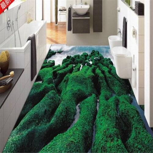 Beibehang Large custom-fitted bathroom with bathroom kitchen living room grass waterfalls non-slip thick 3D floor