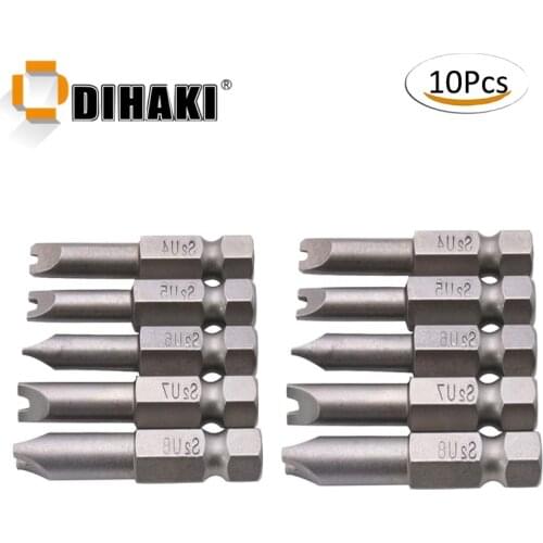 10pcs/Pack U-shaped Tip Electric Screwdriver Bits 50mm 1/4 Inch Hex Handle U4 U5 U6 U7 U8 S2 Alloy Steel Magnetic Drill Bits
