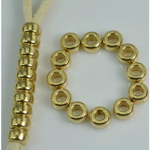 100 Pcs/Lot) 5mm 6mm 7mm 8mm Metal Raw Brass Flat Round Spacer Beads DIY Hole Beads For Jewelry Making
