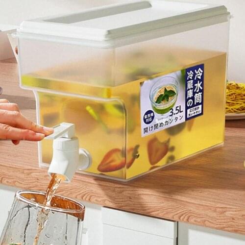 Cold Kettle With Faucet Refrigerator Fruit Teapot Square Bottle Large Capacity Lemon Juice Storage Container Kitchen Drinkware