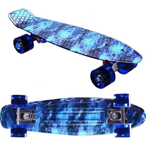 Illusion sky design 22inch Skateboard Mini Cruiser Skateboard Plastic Longboard Banana Fishboard good quality level for adults