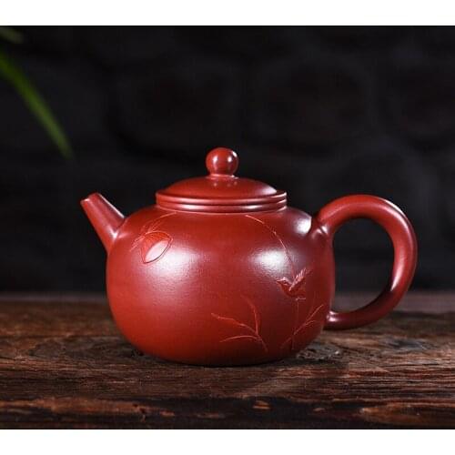Yixing purple clay pot genuine hand-made raw ore Dahongpao small capacity clay painting Bao Zunhu Kungfu Teapot Tea Set