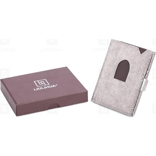 LIULIHUA 2020 Newly Real Leather Trifold Ridge Wallet Credit Card Holder with Stainless Steel Buckle Fashion Luxury Wallet