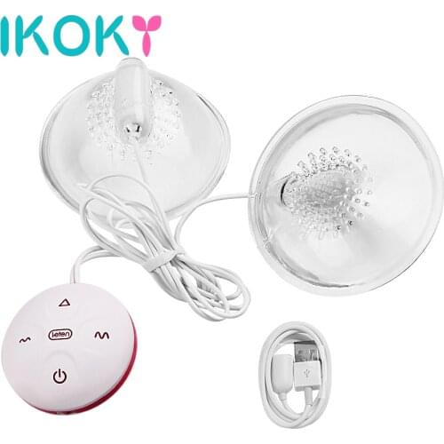 IKOKY Massager Pump 10 Mode Breast Stimulator Nipple Sucker Sex Toys for Woman Nipple Vibrator