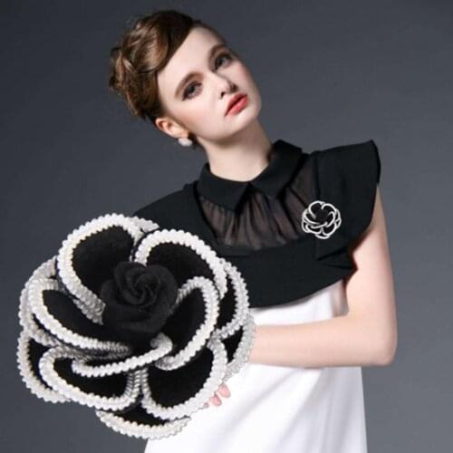 I-Remiel Fashion New Creative Fabric Camellia Flower Brooches Cloth Art Clothing Corsage for Women Shirt Collar Accessories