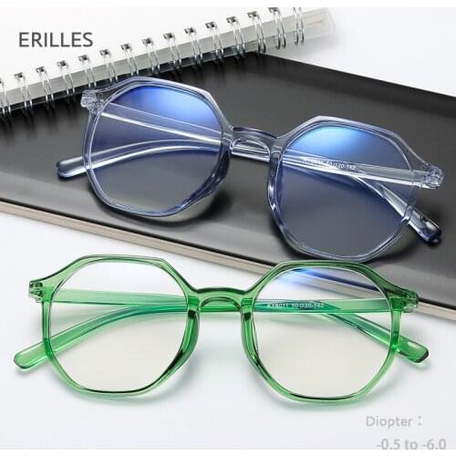Fashion Transparent Myopia Glasses For Women Ultralight PC Frames Nearsighted Glasses Girs Boys Vision Care Eyewear -0.5 to -6.0