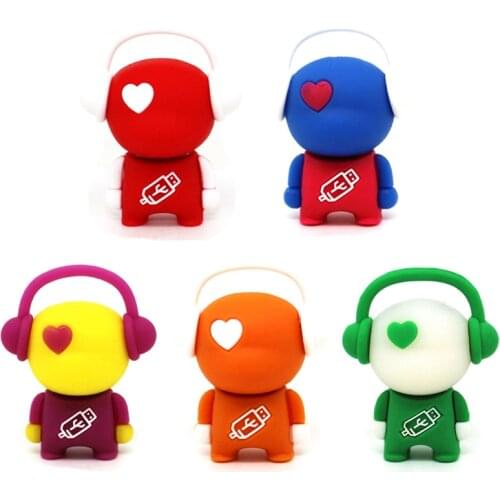 Cartoon Pendrive 4GB 8GB 16GB Funny Music Man USB 2.0 Flash Drives 32GB 64GB 128GB Pen Drive Musician Memoria Stick Cute U Disk