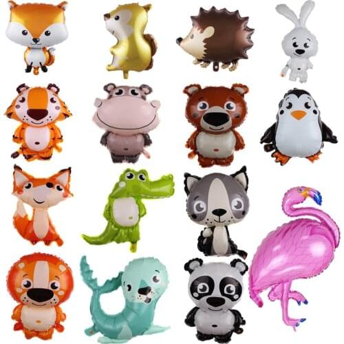 Cartoon Animal Foil Balloons squirrel Ballon Fox flamingos Air balloon Birthday party decorations Kids hedgehog Inflatable toys