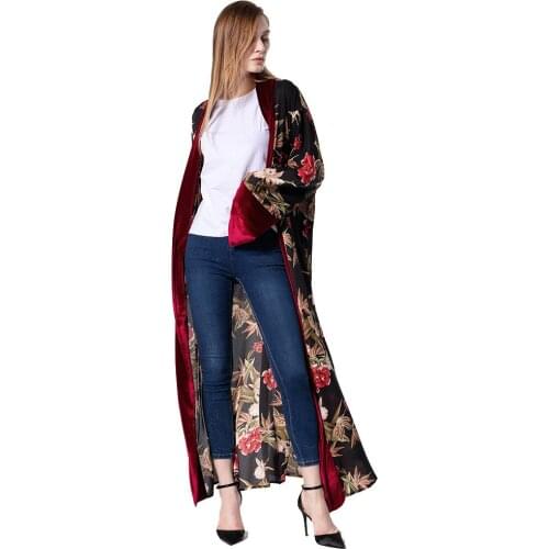 Muslim Womans Dress Muslim Fashion Plus Size Velvet Cardigan Robe Middle East Arabia Dubai Abaya Long Dress Belt Donsignet