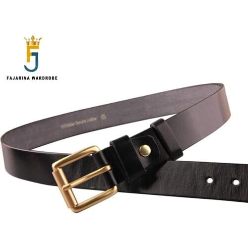 FAJARINA 2018 Mens Brass Pin Buckle Mens Retro Belt Top Quality 100% Pure Cowhide Leather Belts for Men 10 Years Used FJ18010