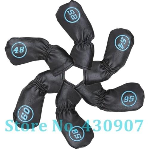6pcs/Set Soft PU Leather Golf Club Wedge Head Cover 48°, 52°, 54°, 56°, 58°, 60