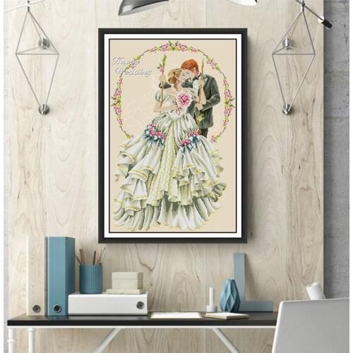 Wedding Lover Bride painting counted 11CT 14CT DMC Chinese Cross Stitch Set Wholesale DIY Cross-stitch Kit Embroidery Needlework