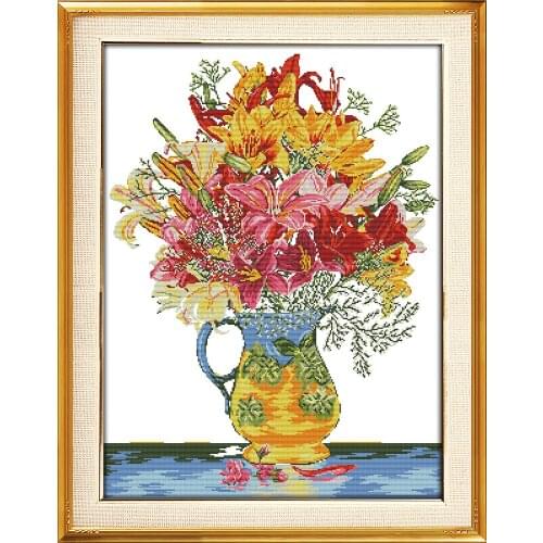 Blossom (2) cross stitch kit 14ct 11ct flowers vase patterns count print stitch embroidery DIY handmade needlework Dreamfounder