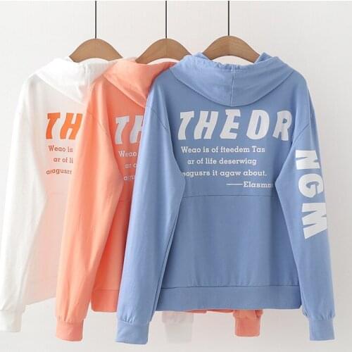 2020 Autumn New Womens Cotton Hoodies Sweatshirts Thin Section Hooded Letter Embroidery Loose Hoodie Girl Harajuku Pullovers