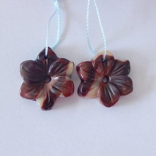 Wholesale Carved flower Mookite jasper earring Beads,Charms Women Earrings Jewelry Gift Gem Customized,18x4mm,3.8g