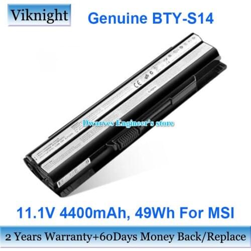 Genuine BTY-S14 Battery BTY-M6E BTY-S15 MS-16GN 40029150 For MSI FX400 FX600 FX610 FX700 Series Laptop Batteries 11.1V 4400mAh
