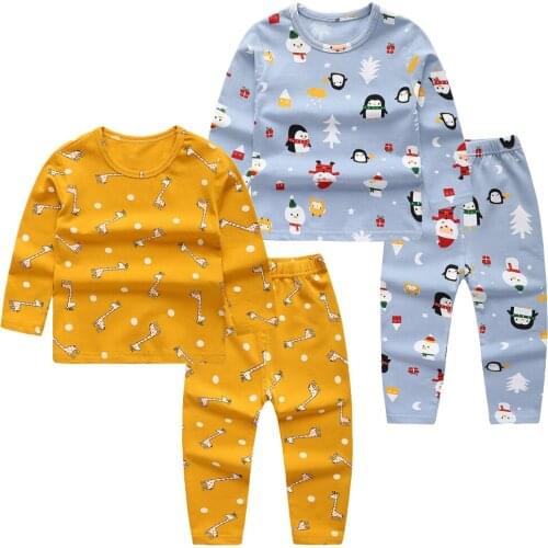 Autumn Winter Childrens Clothing Sets Baby Boys Thickened Long Sleeve Clothes Girls Pajamas Suit Kids Thermal Underwear