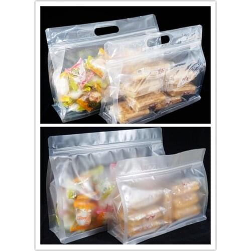 Kitchen Organizer Bag 100pcs Self-Standing Transparency Plastic Food Doypack, Bulk Cookie/Candy Packing Pouch Zip Reclosable