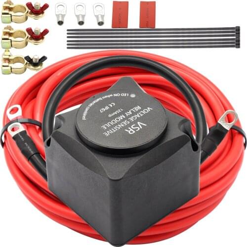 Voltage Sensitive Relay Automatic Charging Relay Dual Battery Smart Isolator 12V/140A(VSR)with Wiring Kit Car Styling