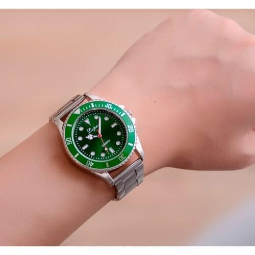Top Luxury MenS Watch Green Blue Dial Full Steel Wrist Watch For Male Casual Wristwatch Quartz Watch
