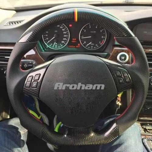 Leather Carbon Fiber Steering Wheel For BMW E90 E92 320 318i 320i 325i 330i 320d X1 328xi 2003 2005 2007 2009 Alcantara Forging