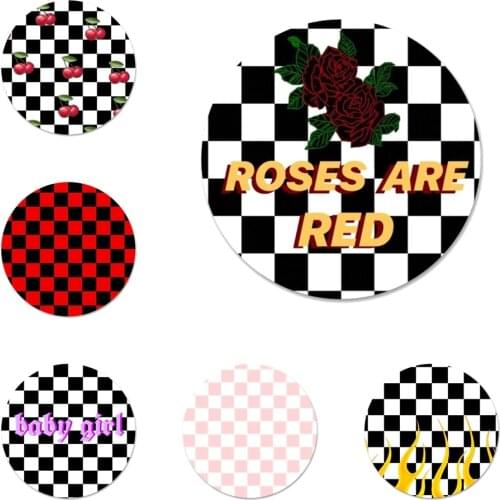 Checkerboard Checkered Icons Pins Badge Decoration Brooches Metal Badges For Clothes Backpack Decoration 58mm