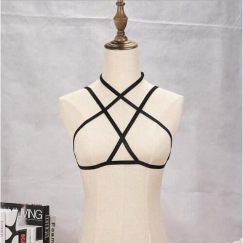 Body Harness Bandage Girl Elastic Bra Straps Cross Bra Crop Top Hollow Out Unlined Bandage Bra Underwear P393