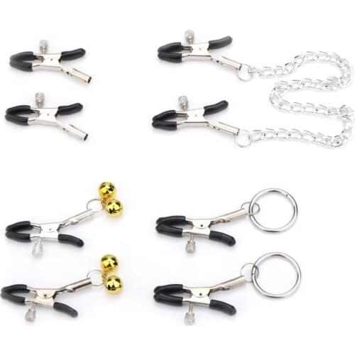 Female Breast Massager Nipple Clips With Bells Chains Rings Labia Breast Nipple Clamps Sex Bondage Exotic Accessories Sexy Toys