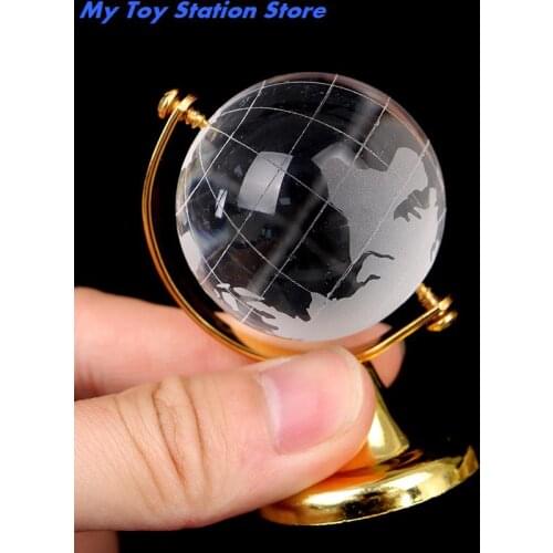 Gold Stand Crystal World Globe Home furnishings Brithday Gift With Decorate Box