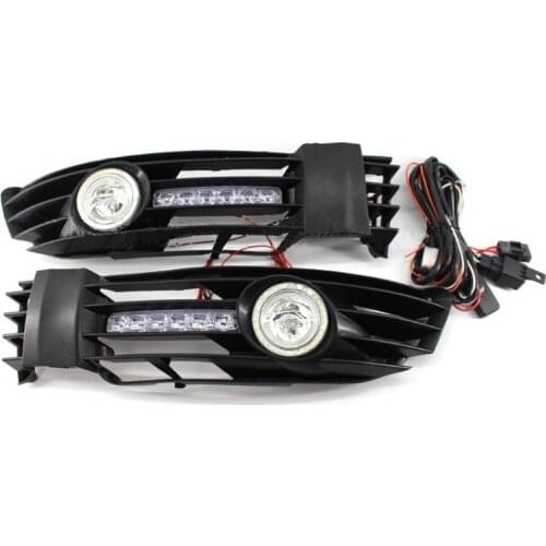 1 Pair Car Front Fog Light Angel Eye Daytime Running Light Grille With Led Light For Volkswagen Passat B5 B5.5 2000-2005