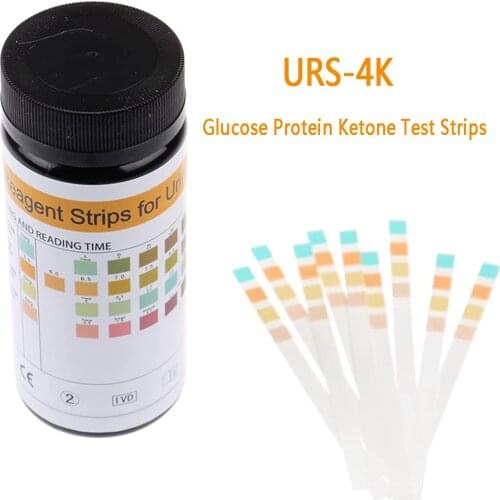 100 Strips URS-4K 4-in-1 Glucose pH Protein Ketone Urine Analysis Test Paper Strip For Urinalysis With Anti-VC Interference