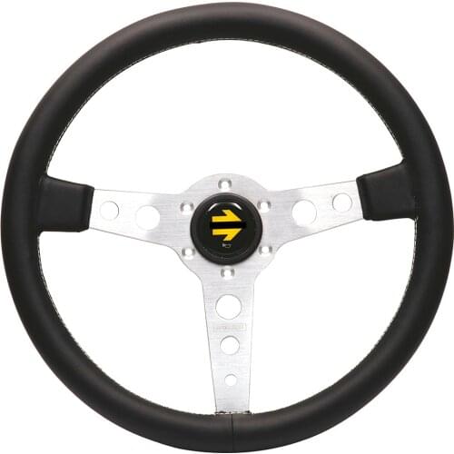 14inch/350mm Italy Prototipo Genuine Leather Drift Sport Steering Wheel Silver/Black
