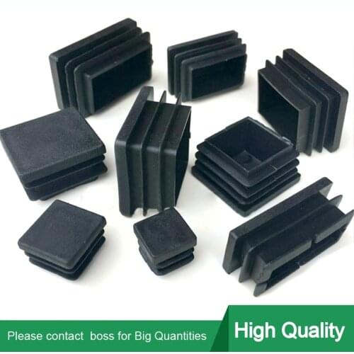 2/4/10pcs Square Plastic Black Blanking End Cap Tube Pipe Insert Plug Bung 10x10~100x100mm
