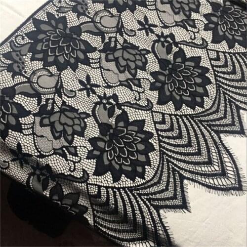 3M Black/White Embroidery Flower Chantilly Eyelash Lace Fabric Scalloped French Net Lace For Sewing DIY Craft