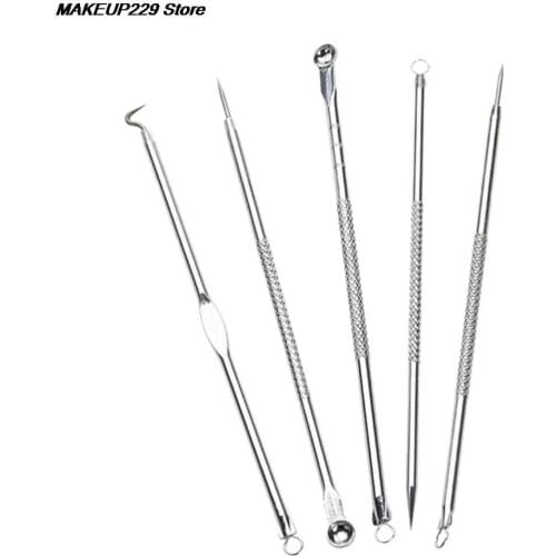 AACAR 5Pcs Pimple Blemish Comedone Acne Extractor Remover Tool Set Face Skin Care Tools Manicure Nail Art Decoration