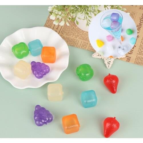 6pcs fruit And Square Shaped reusable ice cubes mold ice maker Physical Cooling Tools for Picnic party kitchen accessories