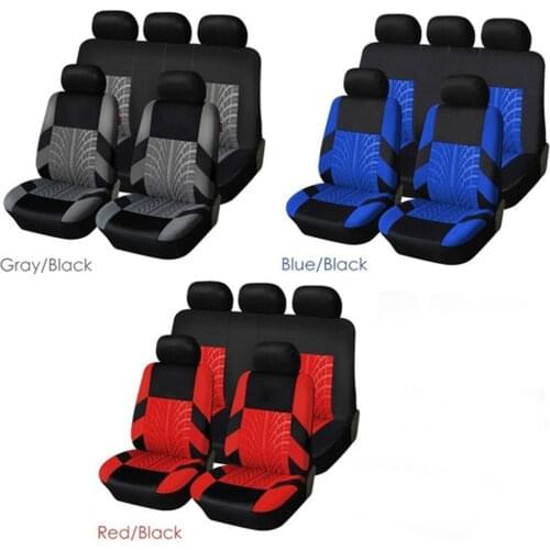 9 PCS Universal Car Seat Cover Non-Slip Anti-Dirty Pad Embossing Scratch Resistant 5-Seats Vehicle Four Seasons Full Seat Cover