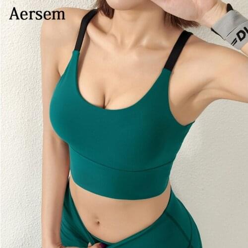 Aersem Shockproof Sports Tank Top Womens Bras Sexy Yoga Crop Tops 2020 Quick Dry Tight Fitness Bra For Girl Workout Clothes