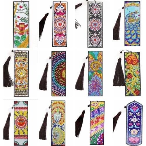 5D DIY Special Shaped Diamond Painting Bookmarks Mandala flower diamond Embroidery Cross Stitch Tassel Bookmarks Books