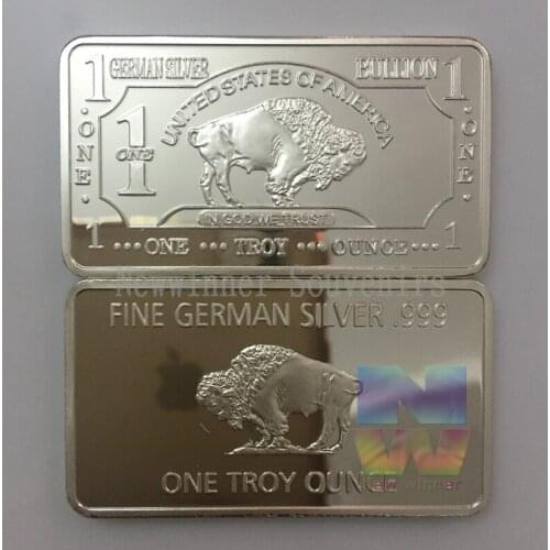 Buffalo Bullion Bar Mint 1 Troy Ounce Germany Silver Bullion Bar Replica Coins Collection