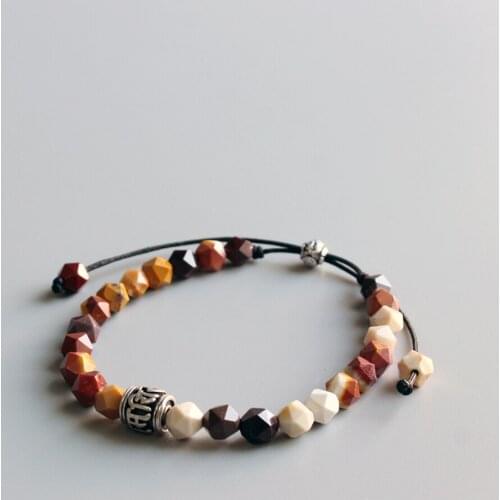 Natural Stone Tibetan buddhism Mala Beads Bracelet White Copper Six True Mantra Words Charm Meditation Jewelry Size Adjustable