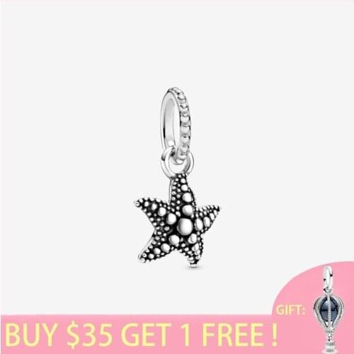 2020 Summer New S925 Sterling Silver Beads Beaded Starfish Pendant Charms fit Original Pans Bracelets Women DIY Jewelry