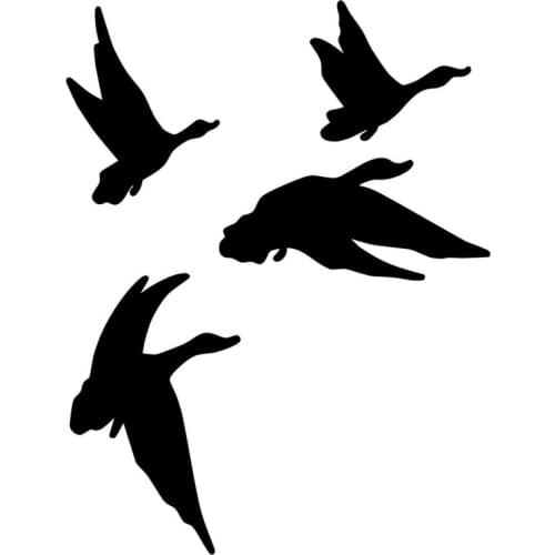 Black/Silver Four Flying Wild Ducks Funny Car Stickers Vinyl Hunting Car Styling Decal Sticker 11.7*15.2CM