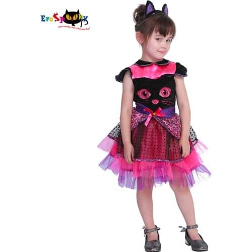 Eraspooky Miss Kitty Cat Tutu Dress Halloween Costume for kids Toddler Christmas Costume For Girls Carnival Party Animal Cosplay
