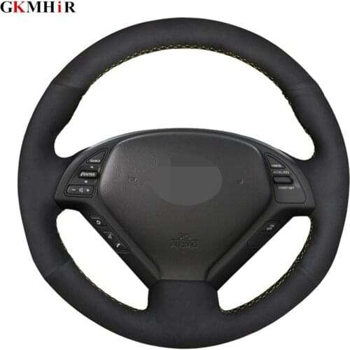 DIY Hand-stitched Black Suede Car Steering Wheel Cover For Infiniti G G25 G35 G37 EX EX35 EX37 Q Q40 Q60 QX50 (US)