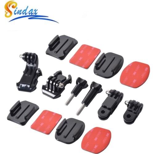 Curved Adhesive Mount +Three-way Pivot Arm + Screw 14 in 1 For Gopro Xiaomi Yi 4K Black Edition adaptador for gopro