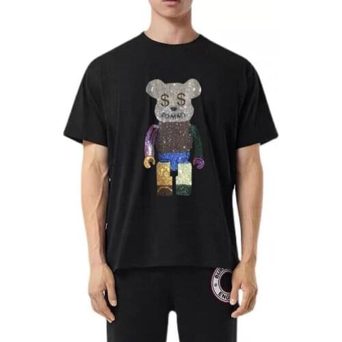 2021 Fashion T Shirt for Men Clothing Rhinestone T-shirt Tshirt O-Neck Oversized M-5XL china size