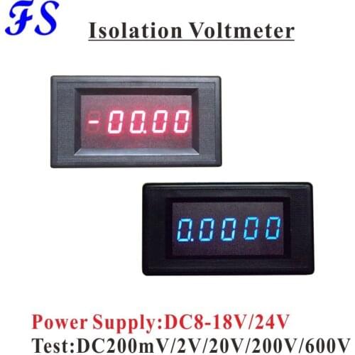 YB5145AI DC Voltage Meter Isolated Power DC 8-18V 24V 0.56'' LED Digital Meter DC Isolation Voltmeter DC 200mV 2V 20V 200V 600V